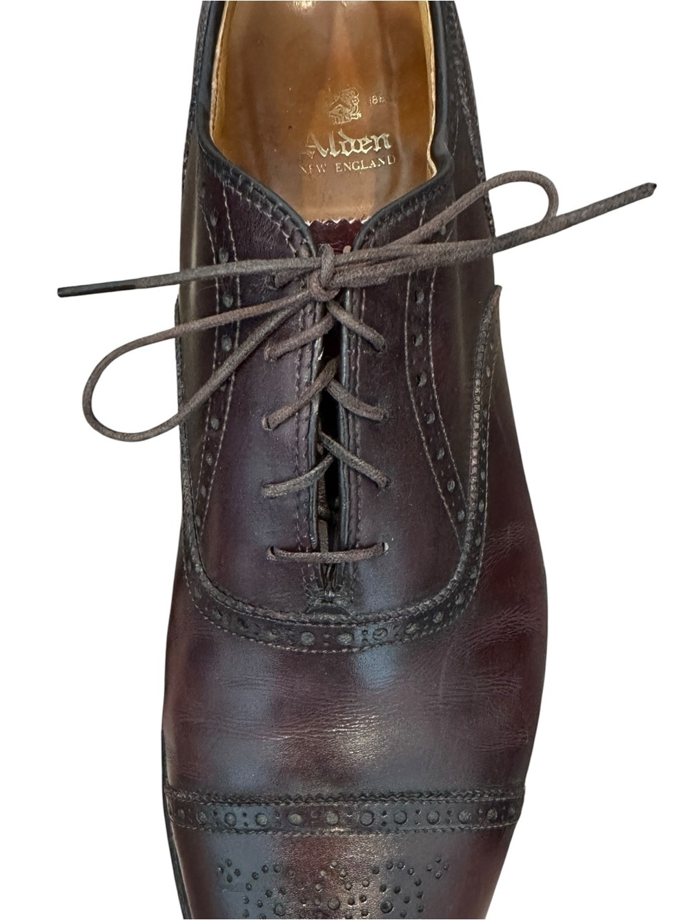 Alden 908 Medallion Perf Tip Bal Oxford Burgundy Calf Hampton Last 12.5 AA/B USA - Picture 10 of 10